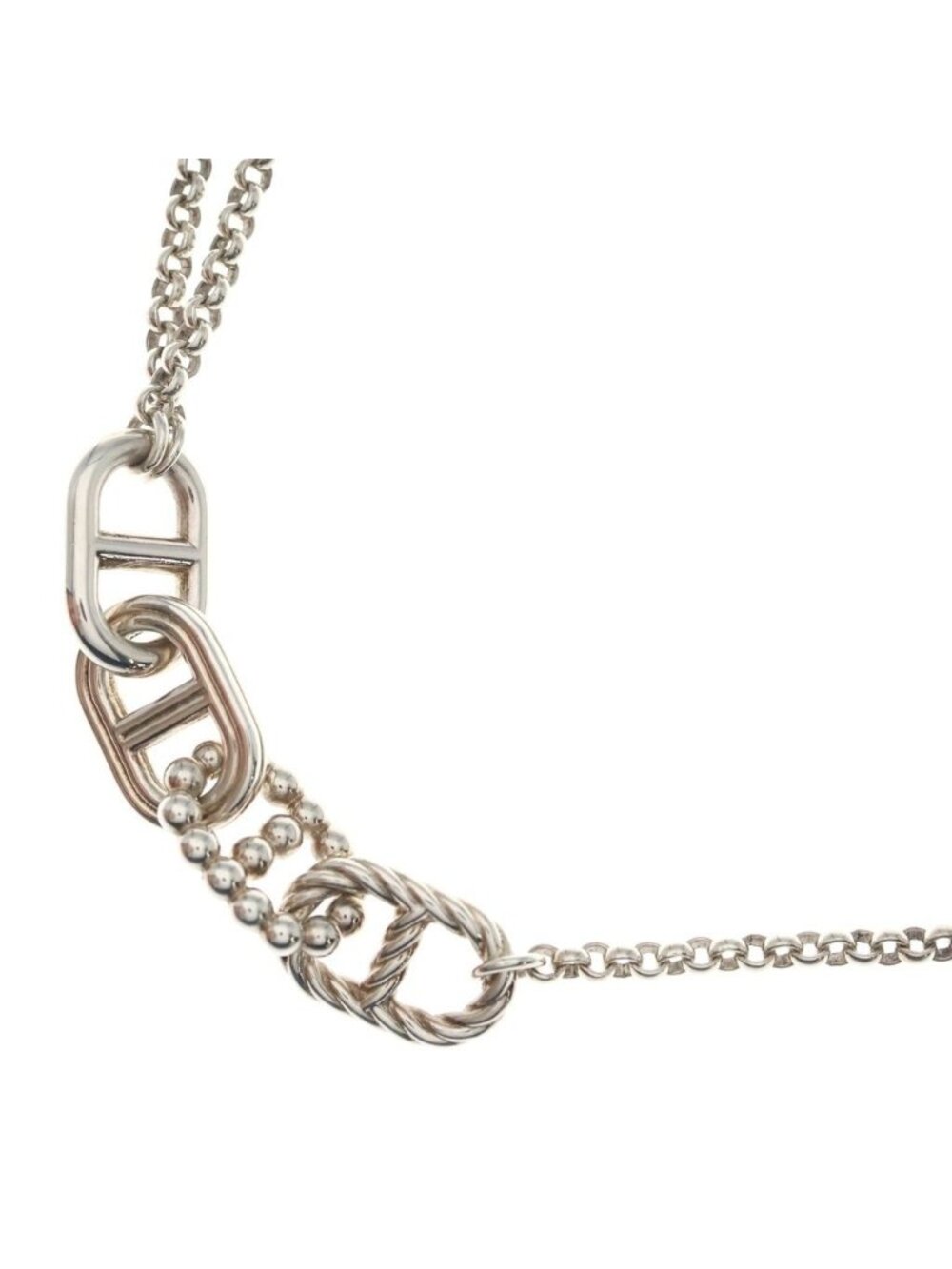 Hermes Chaine D'ancre Alea 2 Long Necklace 925 Sterling Silver